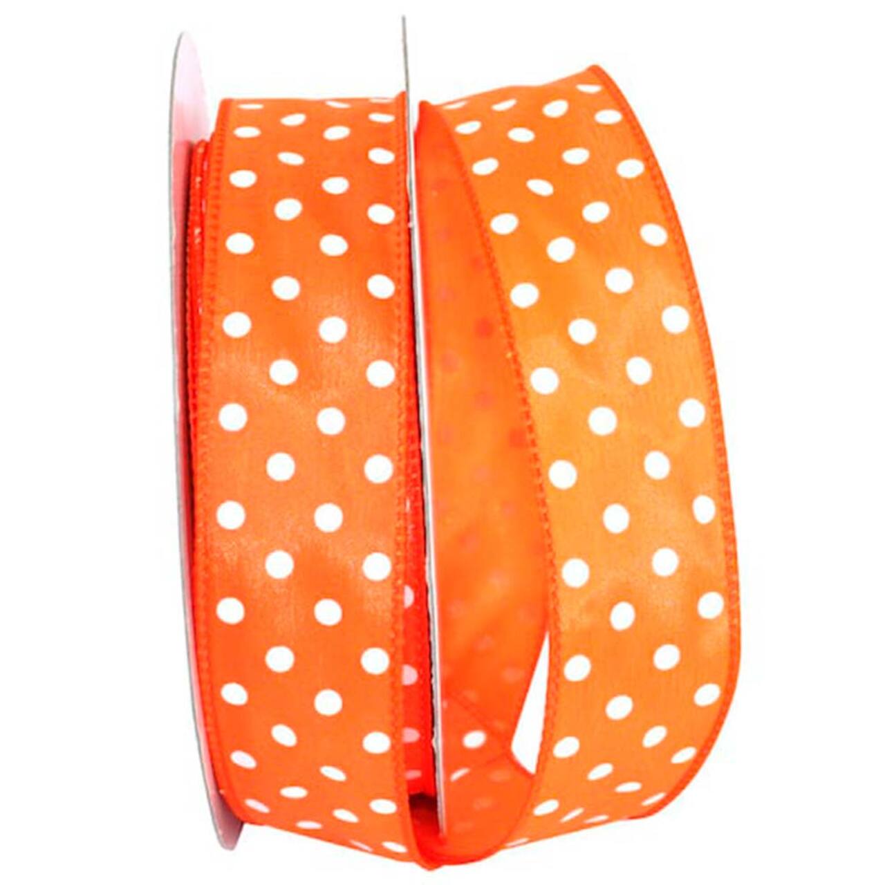 JAM Paper 1.5" x 50yd. Polka Dot Wired Satin Ribbon